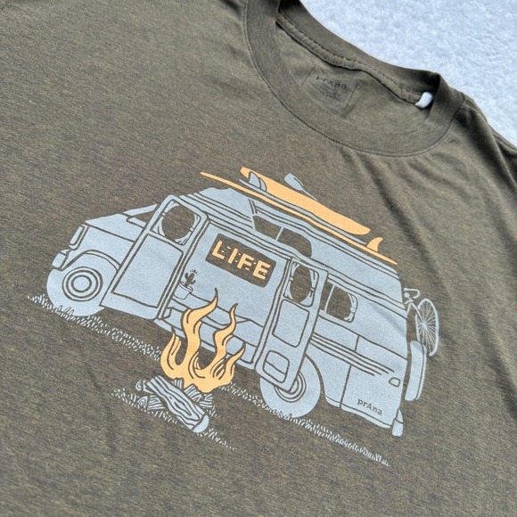 Prana Men's Will Travel Journeyman Van Life Shirt XL Slim Fit Campfire Vanlife - Picture 2 of 6